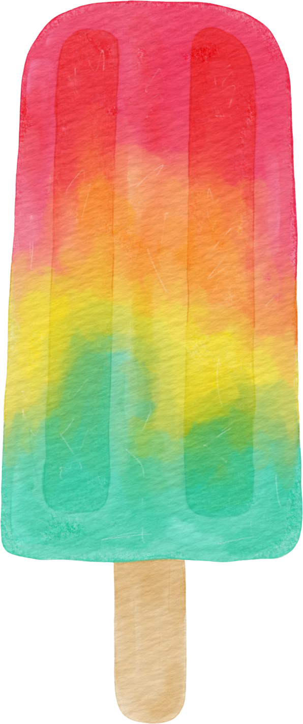 Rainbow Popsicle ice cream in watercolor for Summer