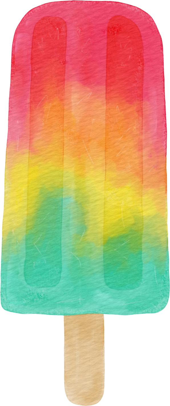 Rainbow Popsicle ice cream in watercolor for Summer